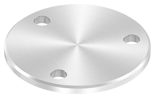 Ankerplatte, Ø 100x6mm, 3x 11mm Bohrung, mit Rundschliff und Fase, V2A