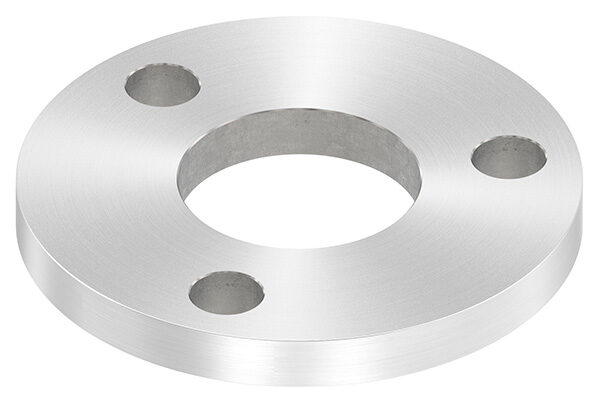 Ankerplatte, Ø 100x10mm, 3x 13mm und 1x 42,8mm Bohrung, mit Rundschliff, V2A