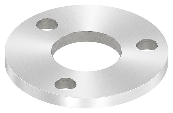 Ankerplatte, Ø 100x8mm, 3x 13mm und 1x 42,8mm Bohrung, mit Rundschliff, V2A