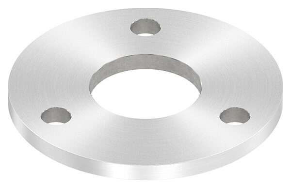 Ankerplatte, Ø 120x8mm, 3x 13mm und 1x 48,7mm Bohrung, mit Rundschliff, V2A