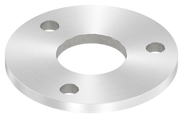 Ankerplatte, Ø 120x8mm, 3x 13mm und 1x 48,7mm Bohrung, mit Rundschliff, V2A
