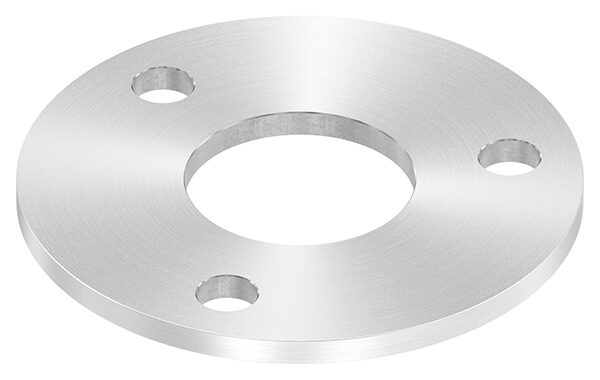 Ankerplatte, Ø 120x6mm, 3x 13mm und 1x 49mm Bohrung, mit Rundschliff, V2A
