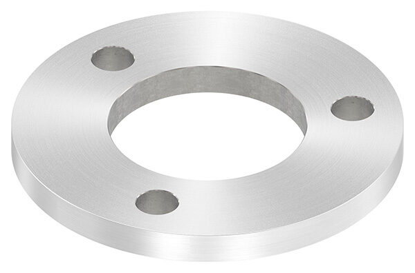 Ankerplatte, Ø 120x10mm, 3x 13mm und 1x 60,7mm Bohrung, mit Rundschliff, V2A
