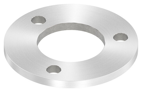 Ankerplatte, Ø 120x8mm, 3x 13mm und 1x 60,7mm Bohrung, mit Rundschliff, V2A