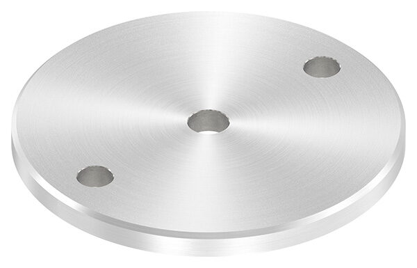 Ankerplatte, Ø 120x8mm, 2x11mm und 1x 12,5mm Bohrung, mit Rundschliff und Fase, V2A