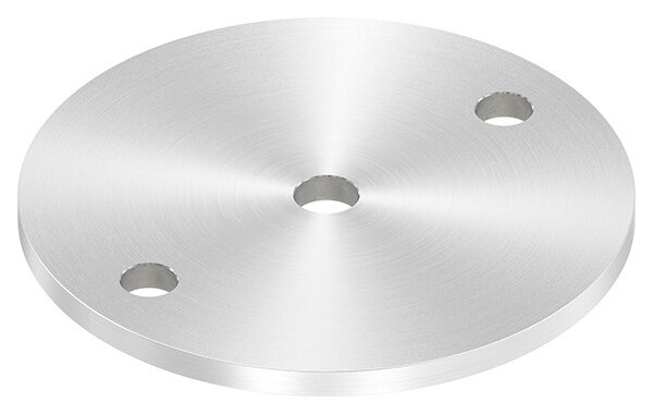 Ankerplatte, Ø 120x6mm, 2x11mm und 1x 12,5mm Bohrung, mit Rundschliff, V2A