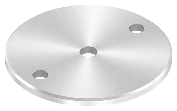 Ankerplatte, Ø 120x6mm, 2x11mm und 1x 12,5mm Bohrung, mit Rundschliff und Fase, V2A