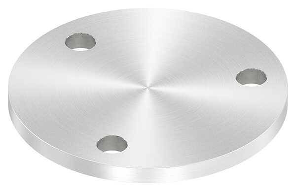Ankerplatte, Ø 120x8mm, 3x 13mm Bohrung, mit Rundschliff, V2A
