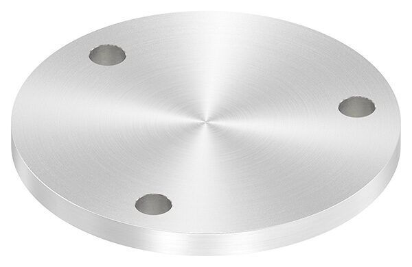 Ankerplatte, Ø 140x10mm, 3x 13mm Bohrung, mit Rundschliff, V2A