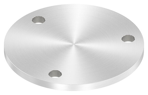 Ankerplatte, Ø 140x8mm, 3x 13mm Bohrung, mit Rundschliff, V2A