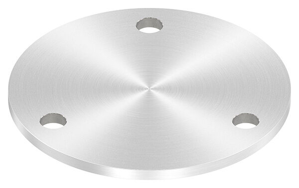 Ankerplatte, Ø 140x6mm, 3x 13mm Bohrung, mit Rundschliff, V2A