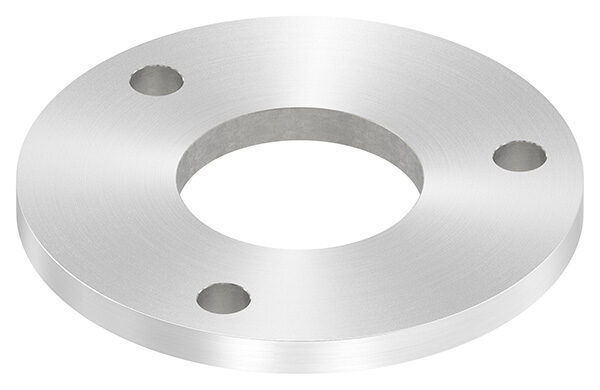 Ankerplatte, Ø 140x10mm, 3x 13mm und 1x 60,7mm Bohrung, mit Rundschliff, V2A