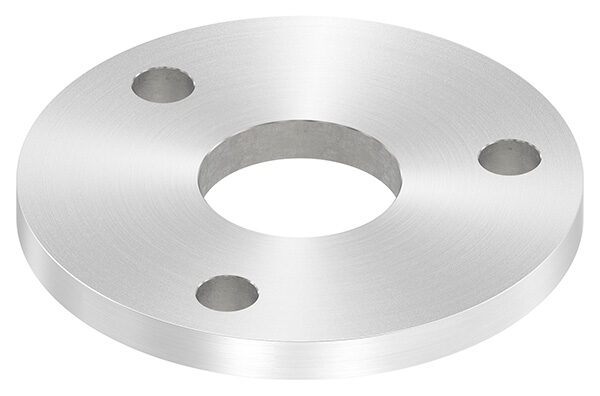 Ankerplatte, Ø 120x10mm, 3x 13mm und 1x 42,8mm Bohrung, mit Rundschliff, V2A