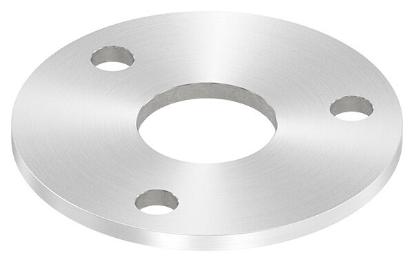 Ankerplatte, Ø 120x6mm, 3x 13mm und 1x 42,8mm Bohrung, mit Rundschliff, V2A