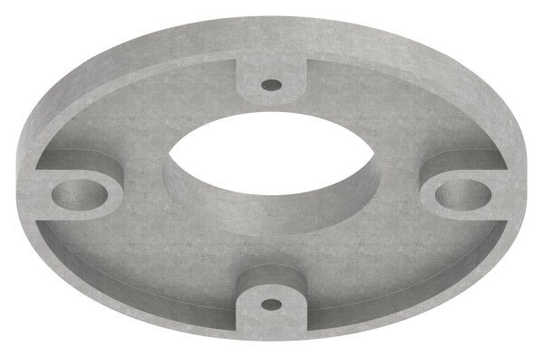 Ankerplatte, Ø 100x8mm, 2x 11mm und 2x 4mm Bohrung, Mittelbohrung 42,6mm, roh, V2A