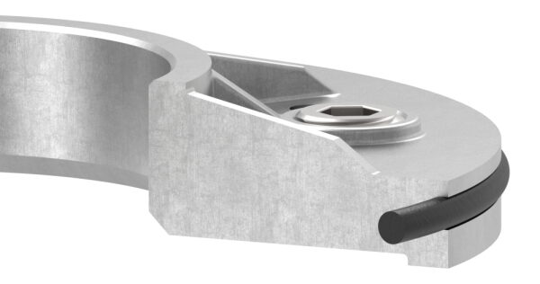 Ankerplatte mit Gummiring, Ø 123,5x8mm, Kompletthöhe 15mm, 3x 13mm Bohrung, Mittelbohrung 48,7mm, roh, V2A 
passende Abdeckrosette = 50841-240