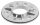 Ankerplatte mit Gummiring, Ø 123,5x8mm, Kompletthöhe 15mm, 3x 13mm Bohrung, Mittelbohrung 48,7mm, roh, V2A 
passende Abdeckrosette = 50841-240