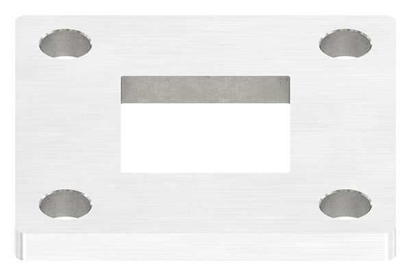Ankerplatte, 68x68x6mm, 4x 9mm und 1x 30,2x30,2mm Bohrung, Korn 240 geschliffen, V2A