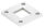Ankerplatte, 68x68x6mm, 4x 9mm und 1x 30,2x30,2mm Bohrung, Korn 240 geschliffen, V2A
