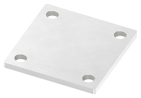 Ankerplatte, 92x92x6mm, 4x 11mm Bohrung, mit Längsschliff, V2A