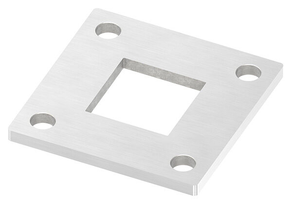 Ankerplatte, 92x92x6mm, 4x 11mm und 1x 40,2x40,2mm, mit Längsschliff, V2A