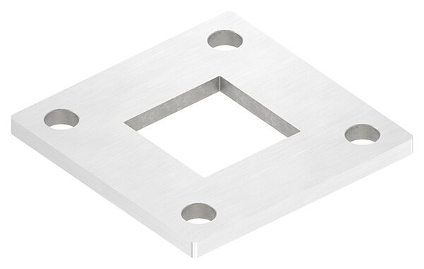 Ankerplatte, 92x92x6mm, 4x 11mm und 1x 40,2x40,2mm, mit Längsschliff, V2A