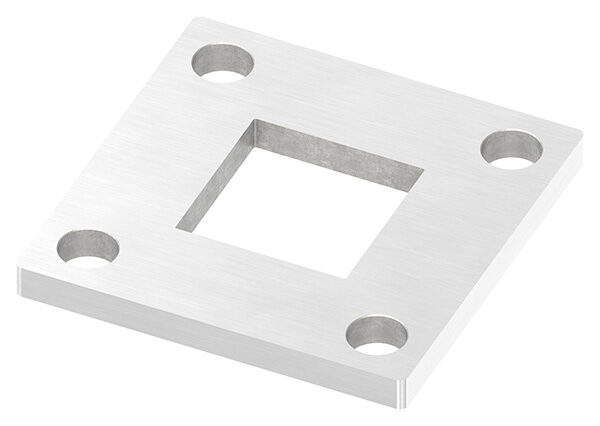 Ankerplatte, 92x92x8mm, 4x 13mm und 1x 40,2x40,2mm Bohrung, mit Längsschliff, V2A