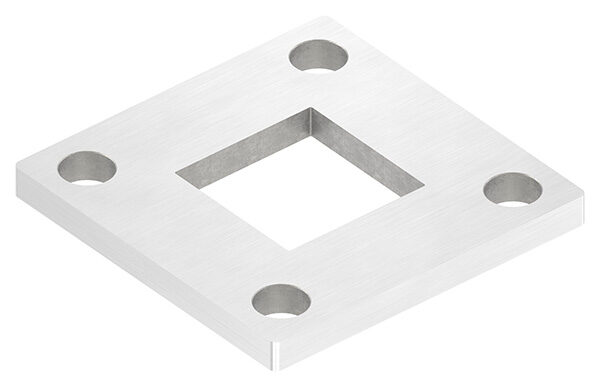 Ankerplatte, 92x92x8mm, 4x 13mm und 1x 40,2x40,2mm Bohrung, mit Längsschliff, V2A