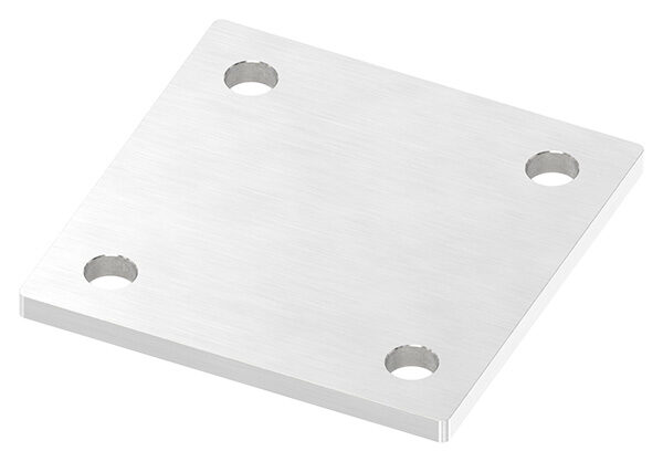 Ankerplatte, 100x100x6mm, 4x 11mm Bohrung, mit Längsschliff, V2A