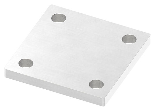 Ankerplatte, 100x100x10mm, 4x 13mm Bohrung, mit Längsschliff, V2A