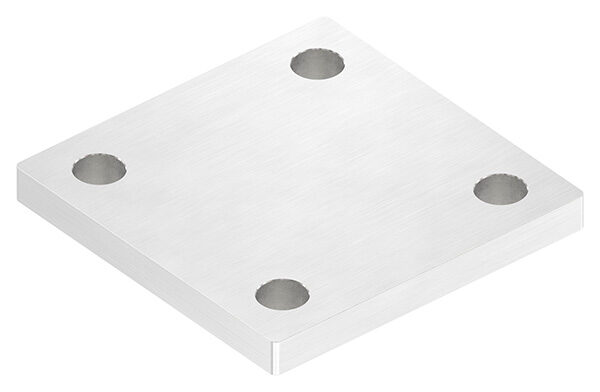Ankerplatte, 100x100x10mm, 4x 13mm Bohrung, mit Längsschliff, V2A