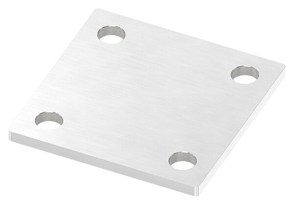 Ankerplatte, 100x100x6mm, 4x 13mm Bohrung, mit Längsschliff, V2A