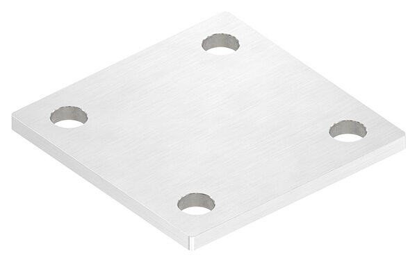 Ankerplatte, 100x100x6mm, 4x 13mm Bohrung, mit Längsschliff, V2A