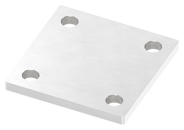 Ankerplatte, 100x100x8mm, 4x 13mm Bohrung, mit Längsschliff, V2A