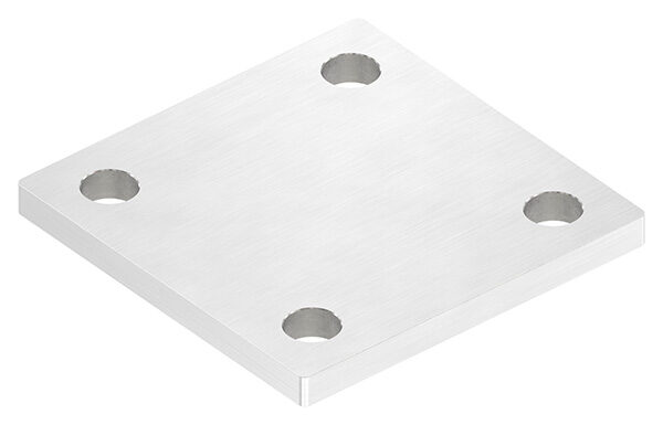 Ankerplatte, 100x100x8mm, 4x 13mm Bohrung, mit Längsschliff, V2A
