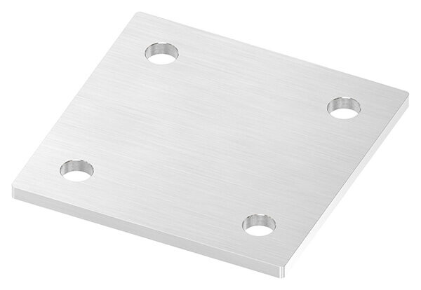 Ankerplatte, 120x120x6mm, 4x 13mm Bohrung, mit Längsschliff, V2A