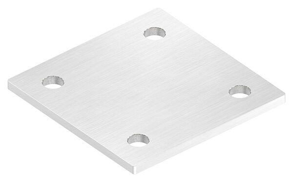 Ankerplatte, 120x120x6mm, 4x 13mm Bohrung, mit Längsschliff, V2A