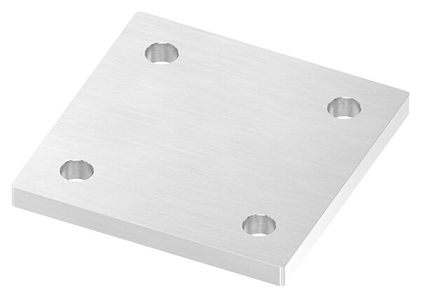 Ankerplatte, 120x120x10mm, 4x 13mm Bohrung, mit Längsschliff, V2A