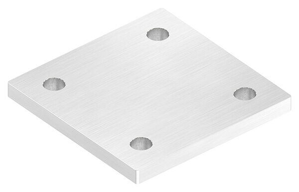 Ankerplatte, 120x120x10mm, 4x 13mm Bohrung, mit Längsschliff, V2A
