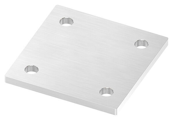 Ankerplatte, 120x120x8mm, 4x 13mm Bohrung, mit Längsschliff, V2A