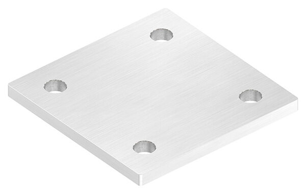 Ankerplatte, 120x120x8mm, 4x 13mm Bohrung, mit Längsschliff, V2A