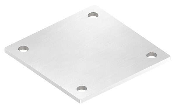 Ankerplatte, 150x150x6mm, 4x 13mm Bohrung, mit Längsschliff, V2A
