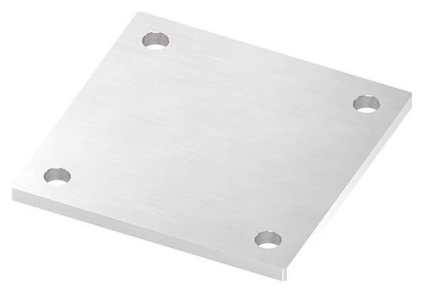 Ankerplatte, 150x150x8mm, 4x 13mm Bohrung, mit Längsschliff, V2A