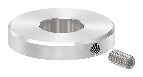Abdeckscheibe 30x5mm, mit Fase, Bohrung mittig 12,3mm, seitl. Madenschraube M4, V2A