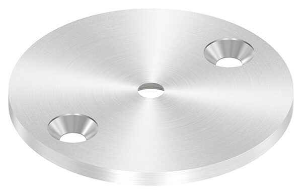 Ronde, Ø 70x4mm, 2x 6,5mm Bohrung gesenkt und 1x 6,5mm Bohrung (gesenkt), mit Rundschliff, V2A
