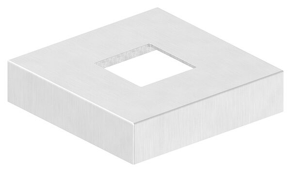 Abdeckrosette, 109x109x25mm, quadratisch, mit Bohrung 40,5x40,5mm, t: 2mm, geschliffen Korn 240, V2A