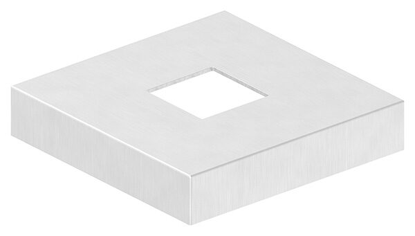 Abdeckrosette quadratisch, 129x129x25mm, mit Bohrung 40,5x40,5mm, Stärke: 2mm, geschliffen Korn 240, V4A