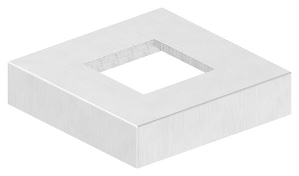 Abdeckrosette quadratisch, 109x109x25mm, mit Bohrung 50,5x50,5mm, Stärke: 2mm, geschliffen Korn 240, V4A