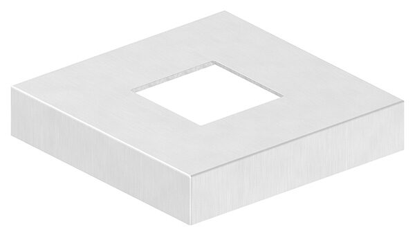 Abdeckrosette quadratisch, 129x129x25mm, mit Bohrung 50,5x50,5mm, Stärke: 2mm, geschliffen Korn 240, V4A