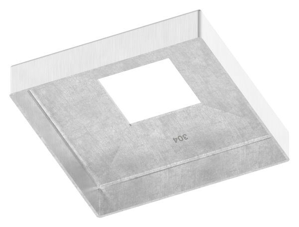 Abdeckrosette quadratisch, 108x108x25mm, mit Bohrung 40,5x40,5mm, t: 1,5mm, geschliffen Korn 240, passend zu 51241-240, V2A